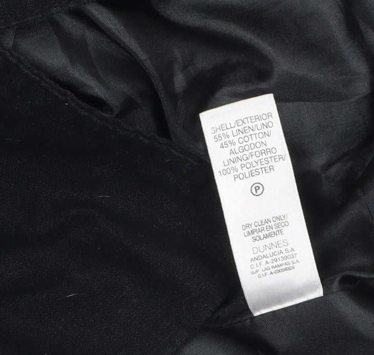 Dunnes Women Black Linen Blend Short Sleeve Double-Breasted Suit Jacket Size 14