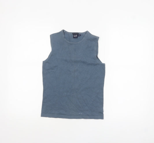 GAP Women Blue Sleeveless Stretch Cotton Knit Tank Top S