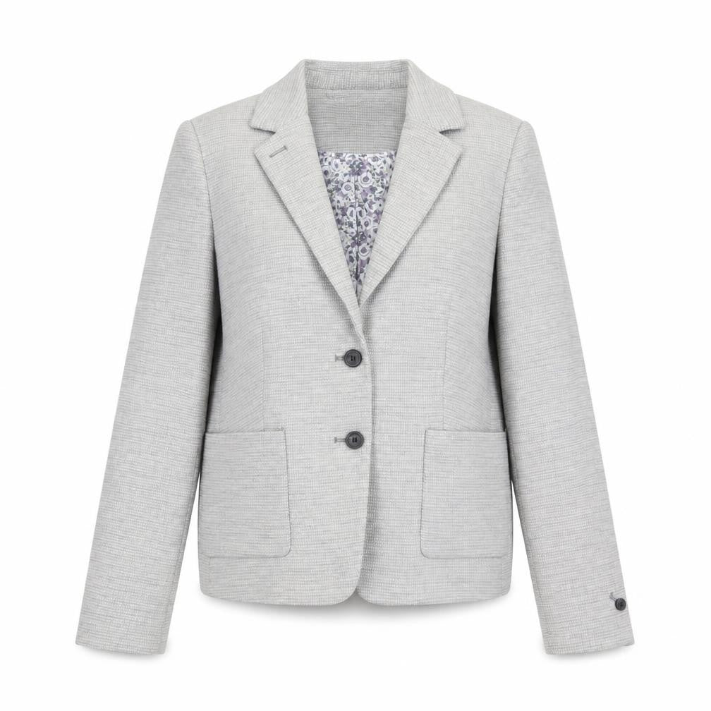 Next Women Grey Tailored Blazer UK 10 Linen Blend Two-Button Jacket