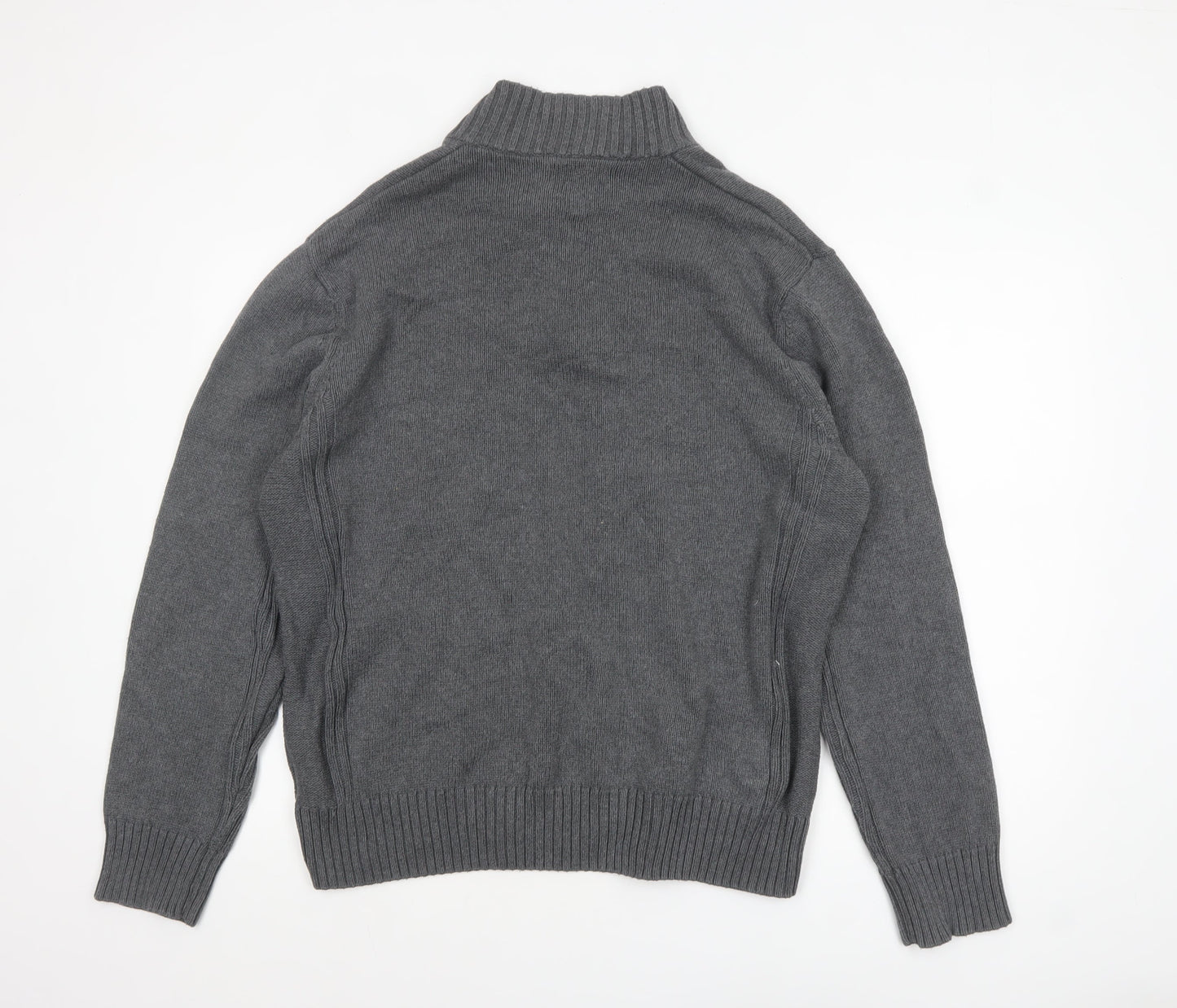 Marks and Spencer Blue Harbour Men’s Grey Cotton Henley Jumper XL