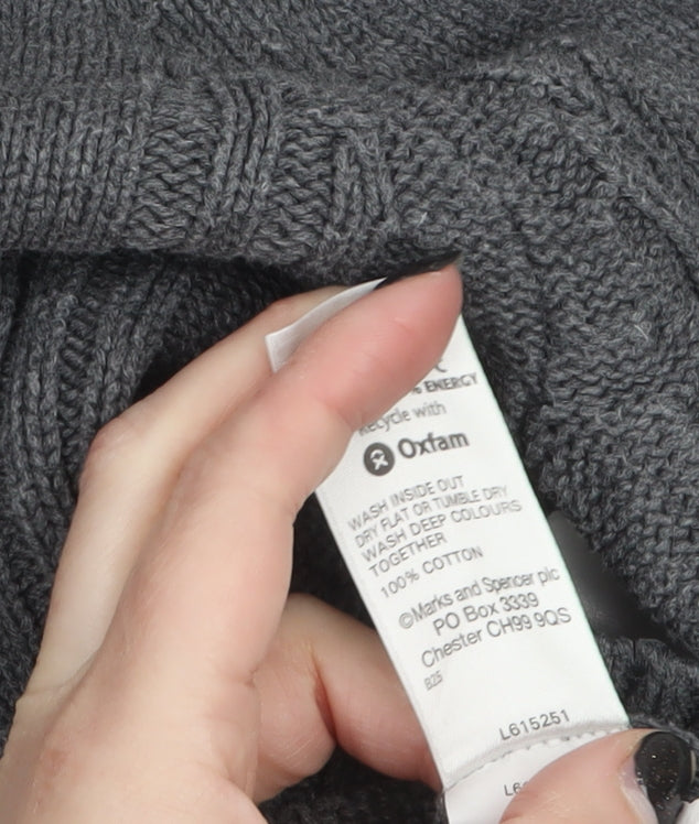 Marks and Spencer Blue Harbour Men’s Grey Cotton Henley Jumper XL