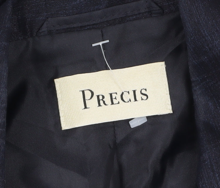 Precis Women Navy Blue Linen Blend Single-Breasted Blazer UK 8