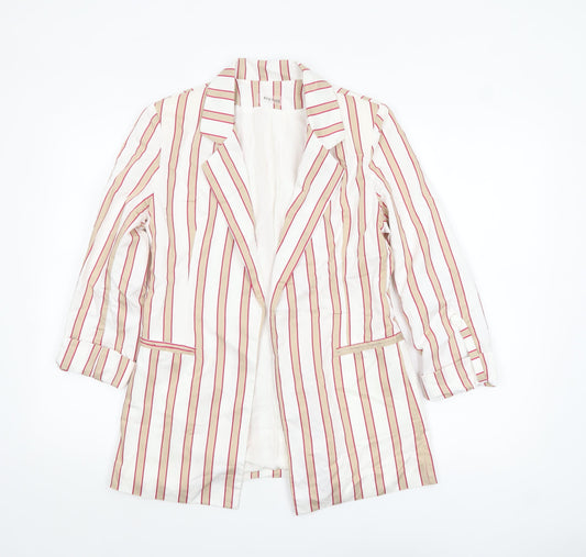 King Kong Women Ivory Pink Striped Single-Breasted Blazer Size 16