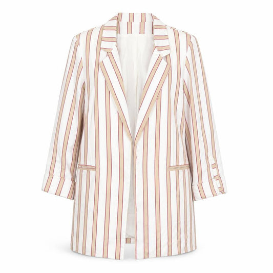 King Kong Women Ivory Pink Striped Single-Breasted Blazer Size 16