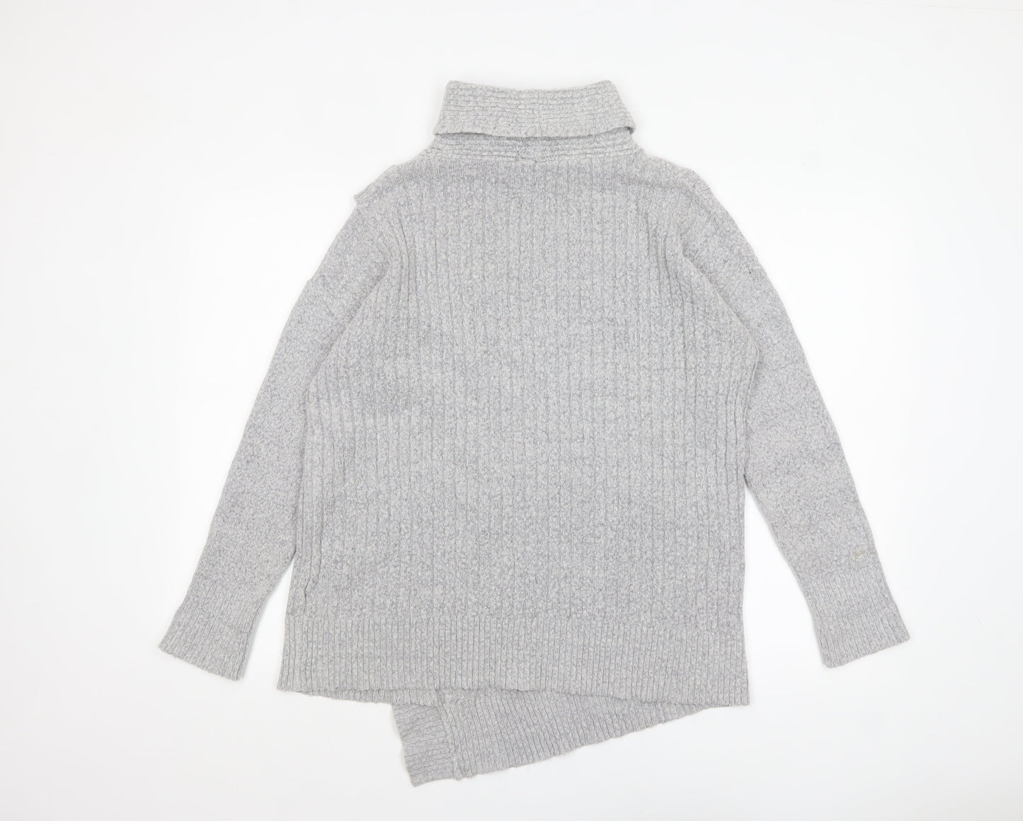 Wallis Women Grey Cable-Knit Roll Neck Jumper Size S