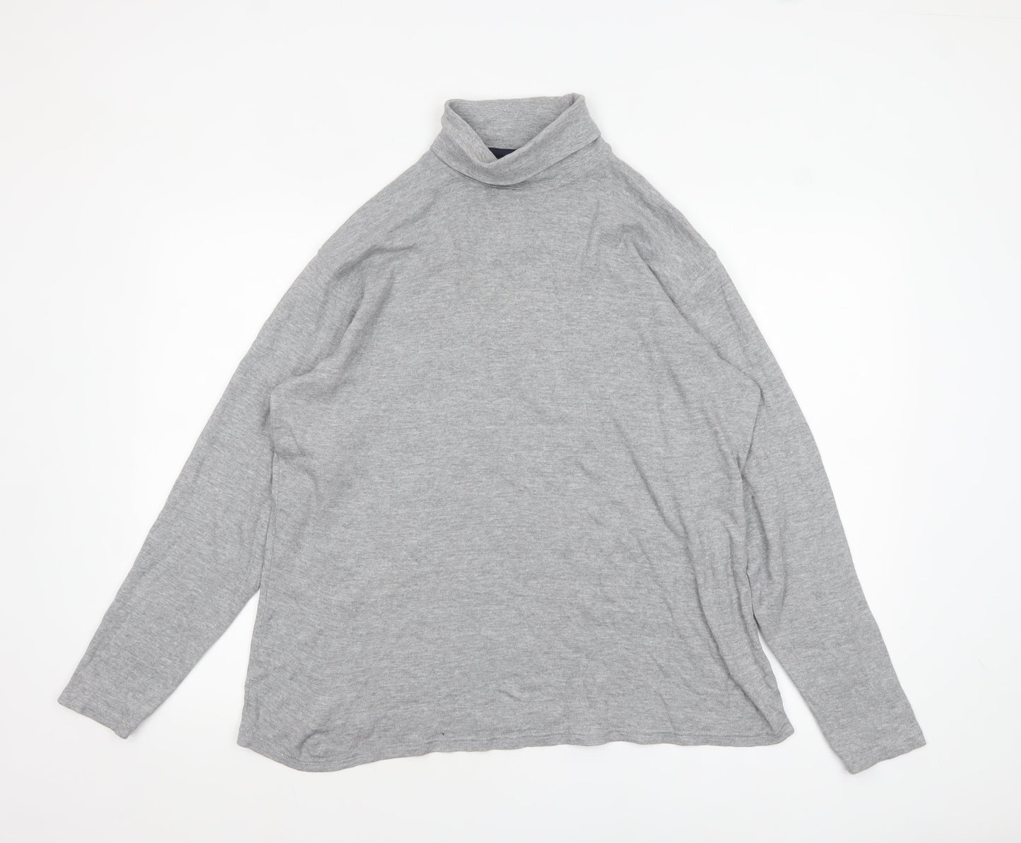 James Pringle Men's Grey Roll Neck Long Sleeve Cotton Top - M