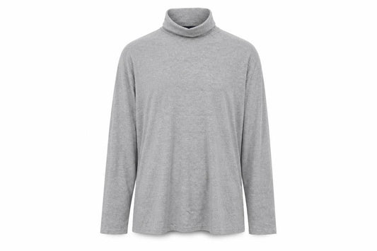James Pringle Men's Grey Roll Neck Long Sleeve Cotton Top - M