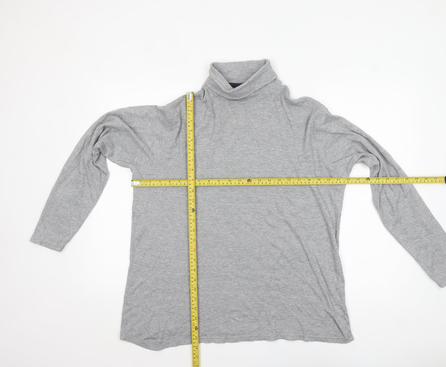 James Pringle Men's Grey Roll Neck Long Sleeve Cotton Top - M