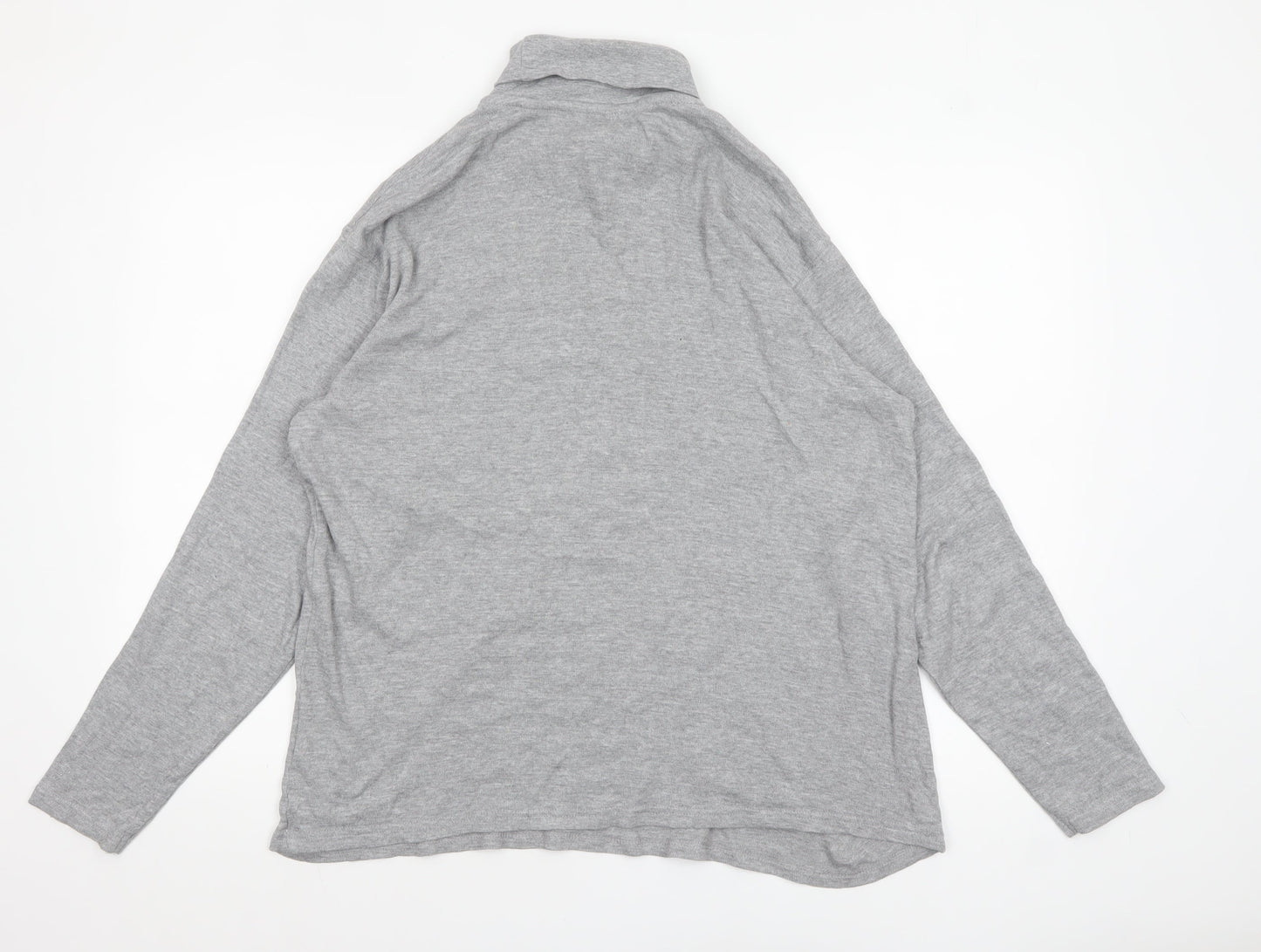 James Pringle Men's Grey Roll Neck Long Sleeve Cotton Top - M