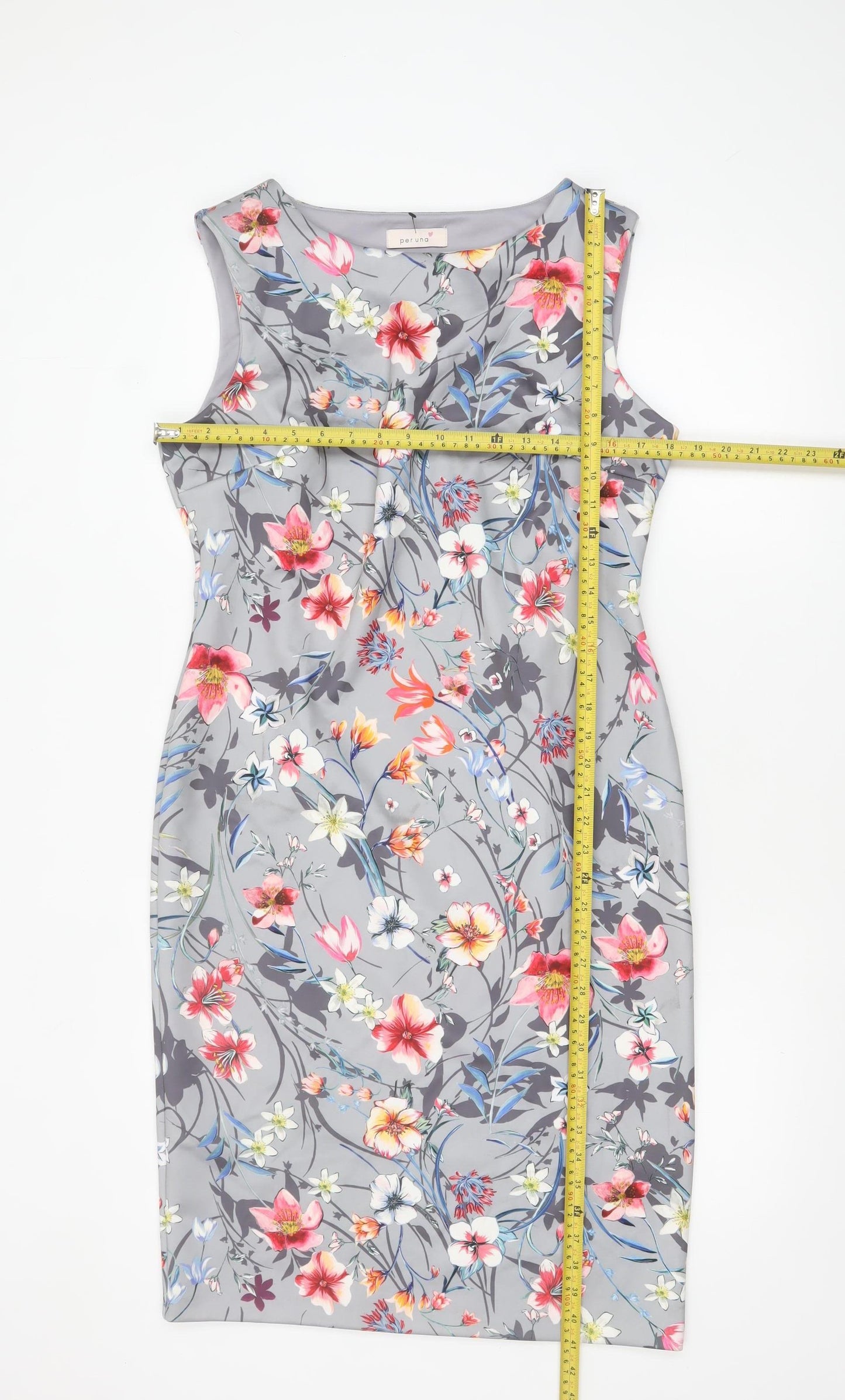 Marks and Spencer Women Grey Floral Sheath Dress Size 14