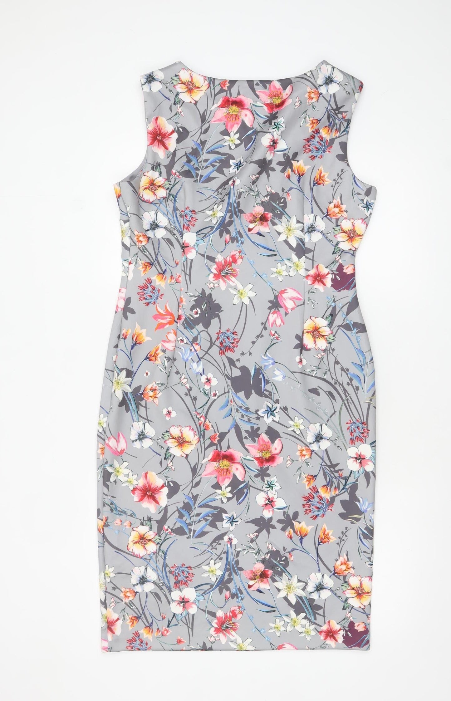 Marks and Spencer Women Grey Floral Sheath Dress Size 14