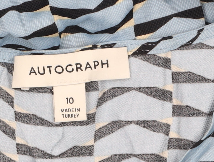 Marks and Spencer Autograph Blue Geometric Viscose Blouse Women’s UK 10