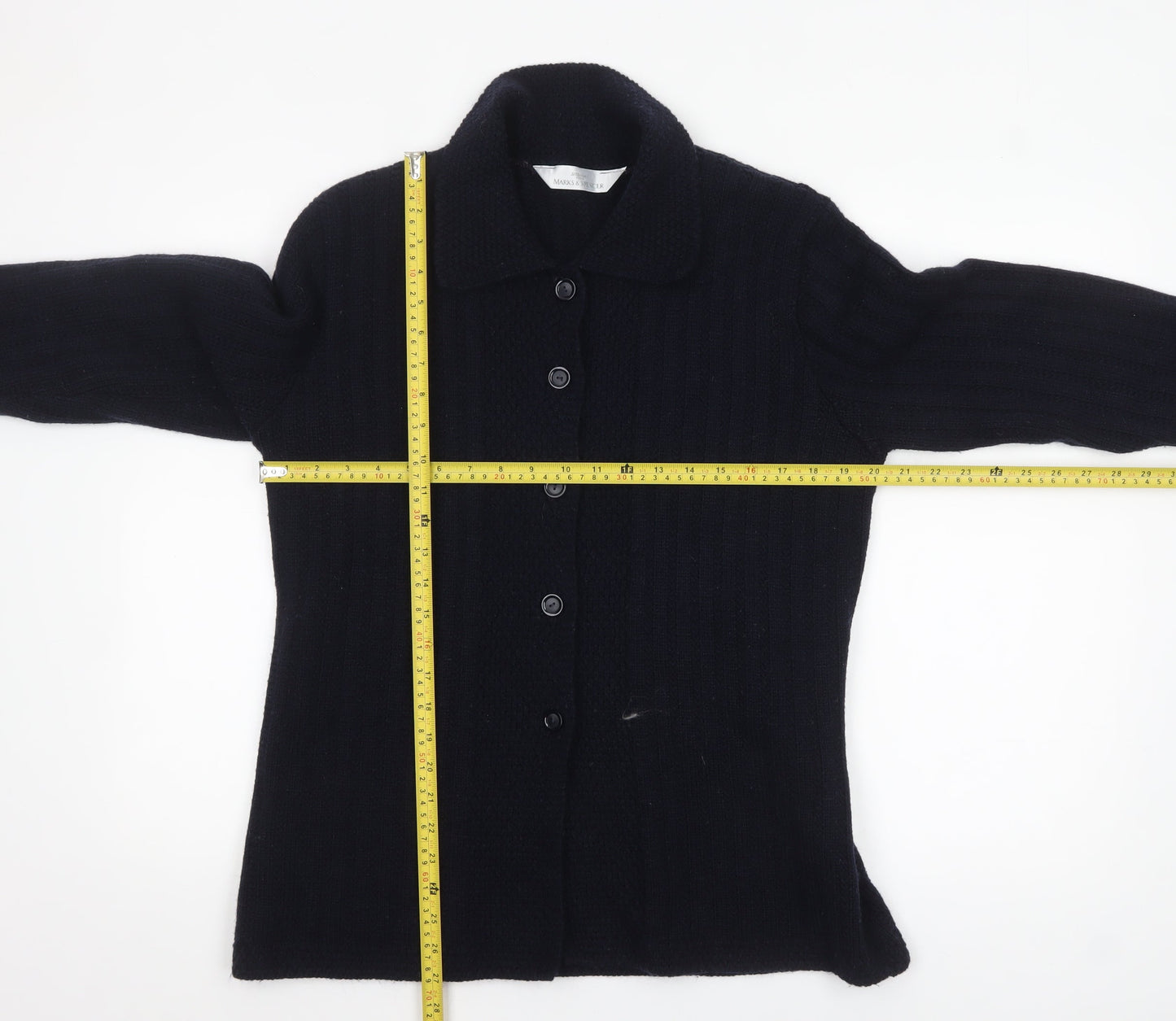 Marks and Spencer Women’s Black Wool Blend Collared Cardigan UK 16