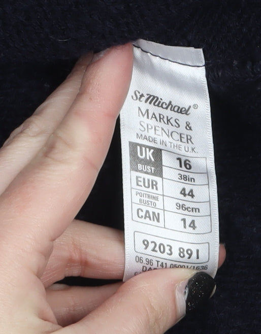 Marks and Spencer Women’s Black Wool Blend Collared Cardigan UK 16