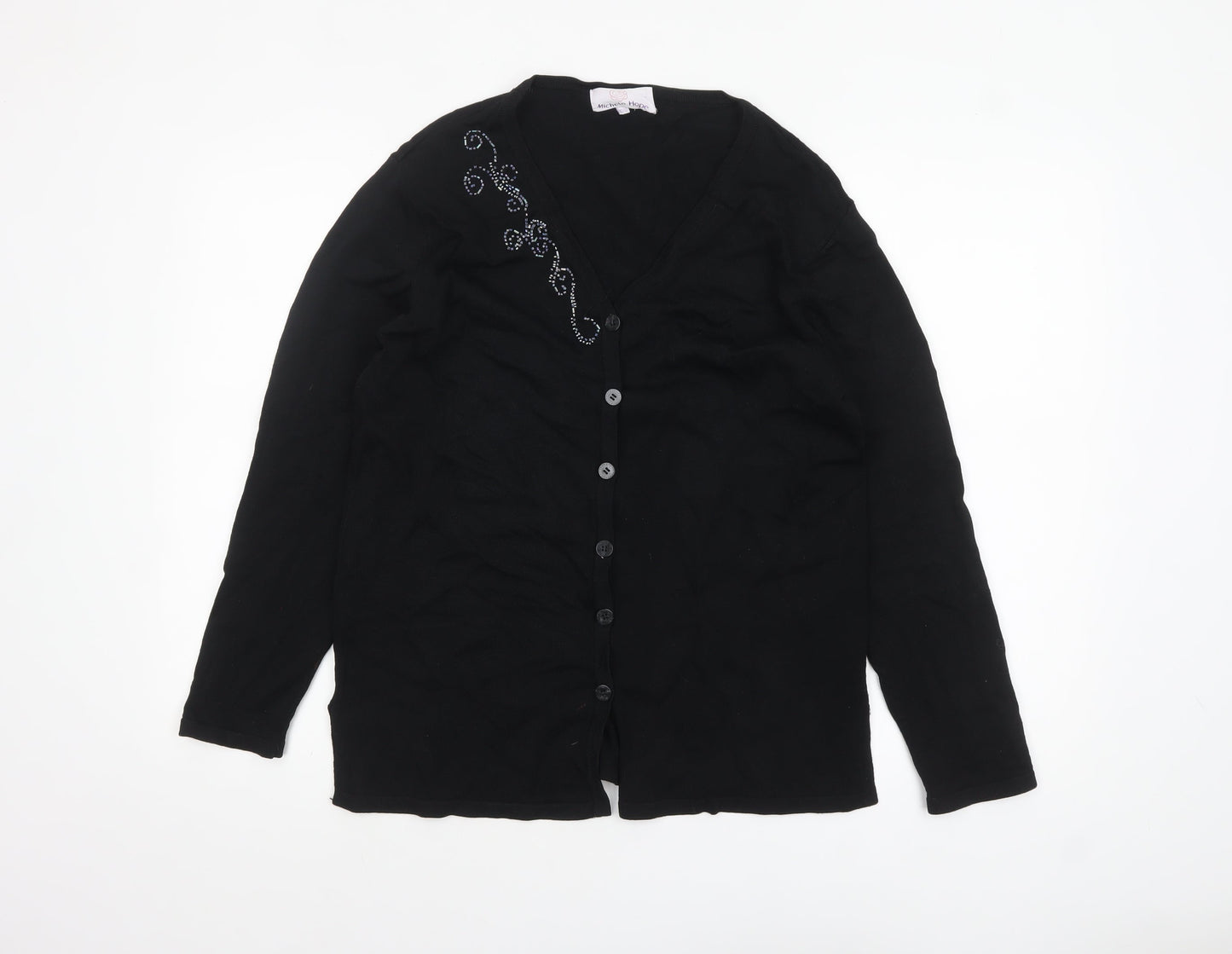 Michele Hope Women's Black Viscose Knit Cardigan Size 10/12