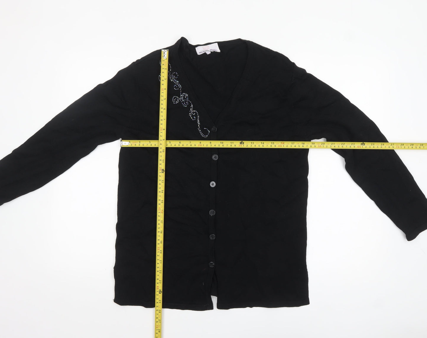 Michele Hope Women's Black Viscose Knit Cardigan Size 10/12