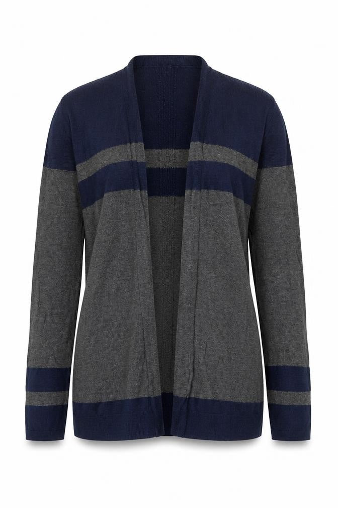 Gap Women's Grey & Navy Cardigan Knit Open Front Jumper Size S