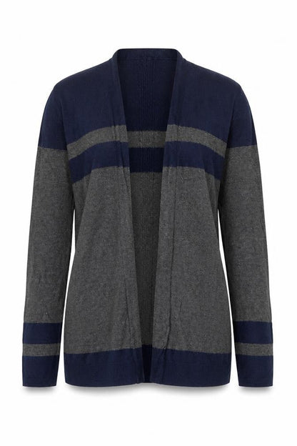 Gap Women's Grey & Navy Cardigan Knit Open Front Jumper Size S