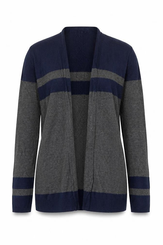 Gap Women's Grey & Navy Cardigan Knit Open Front Jumper Size S