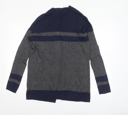 Gap Women's Grey & Navy Cardigan Knit Open Front Jumper Size S