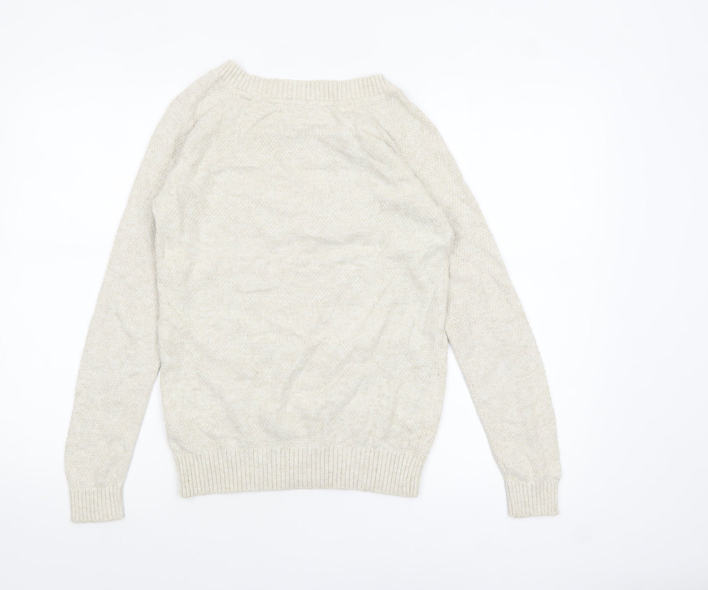 Fat Face Women's Beige Cotton Blend Crew Neck Jumper Size 10