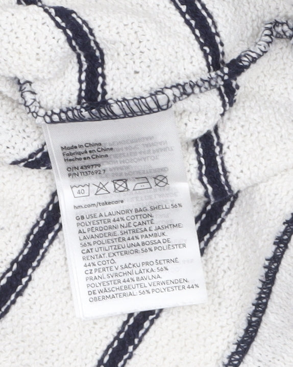 H&M Women’s White Striped Boat Neck Knit Jumper XS