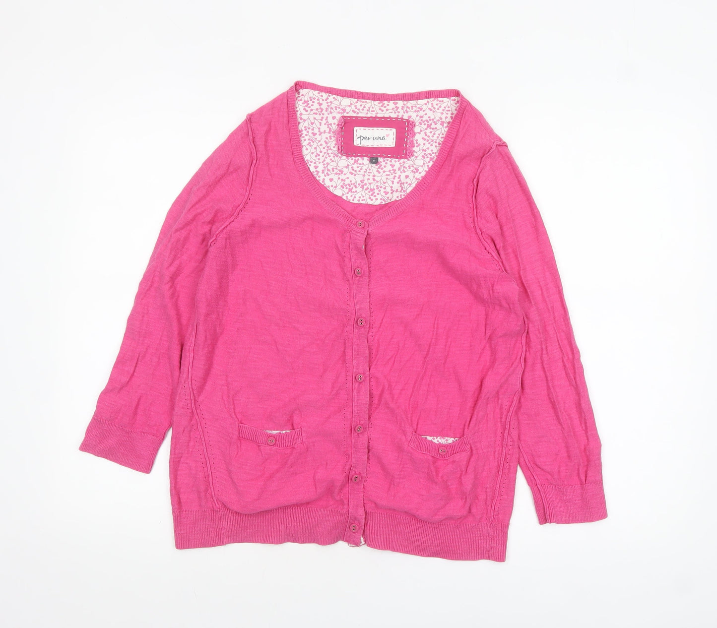 Marks and Spencer Per Una Women's Pink Cardigan Size 12 V-Neck Lightweight Knit