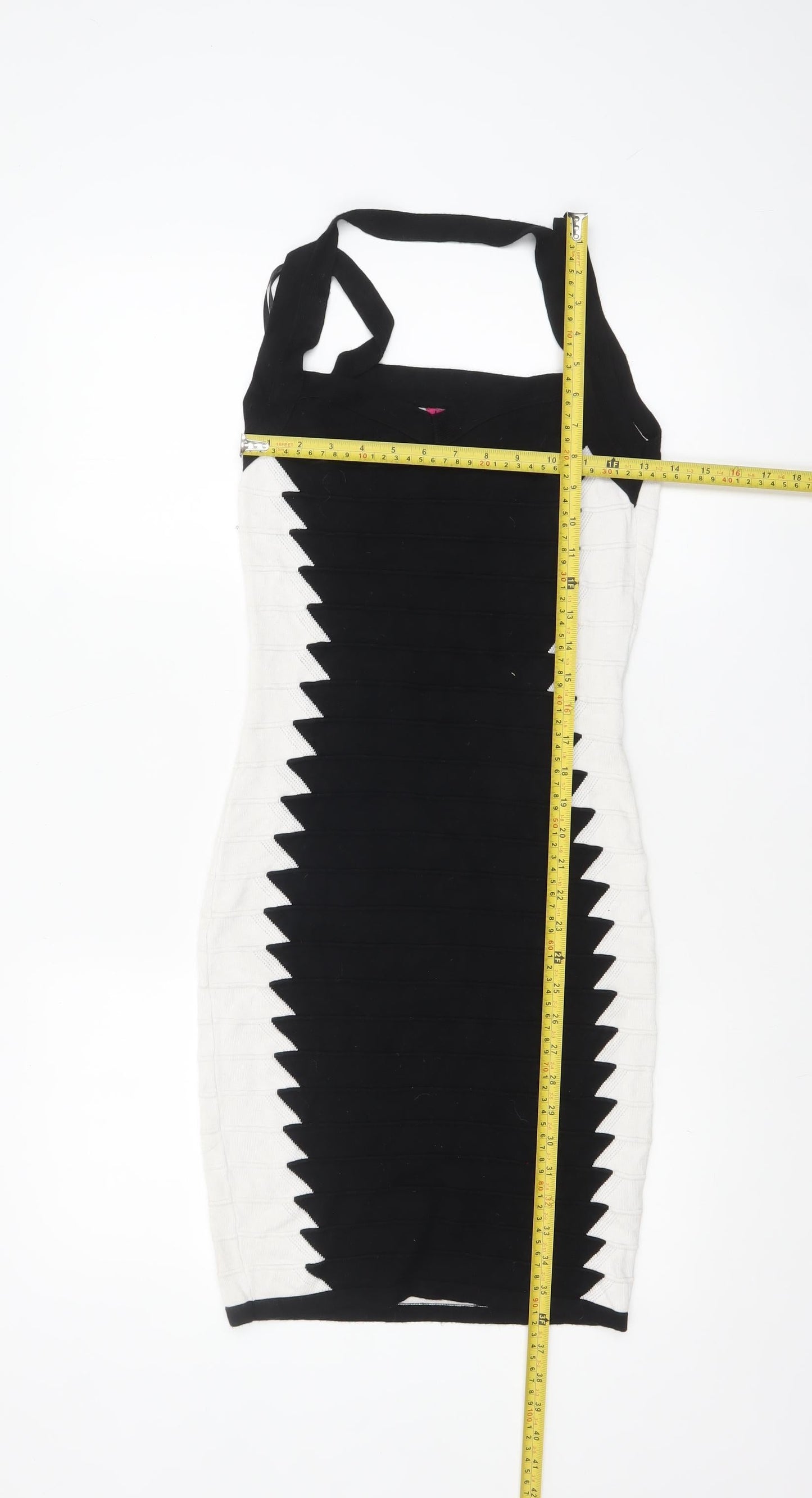 Boohoo Women's Black & White Sleeveless Bodycon Dress Size 8