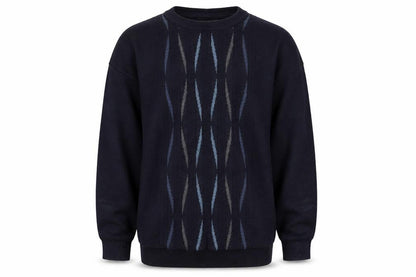 Farah Men's Blue Geometric Wool Blend Pullover Jumper Size L