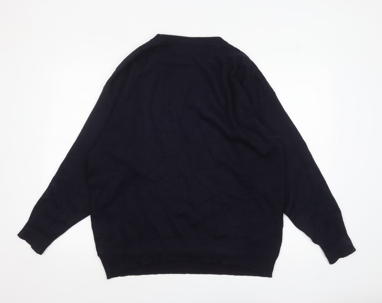 Farah Men's Blue Geometric Wool Blend Pullover Jumper Size L