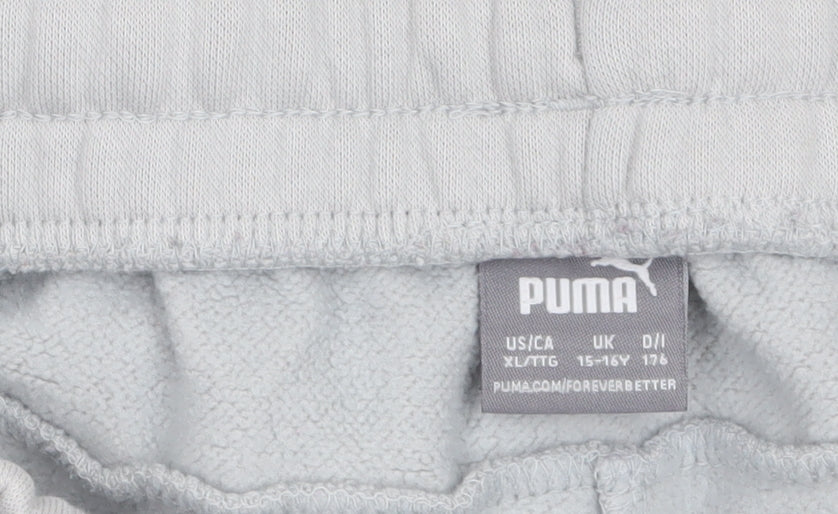 Puma Teens Grey XL Jogger Sweatpants Fleece Elastic Waist