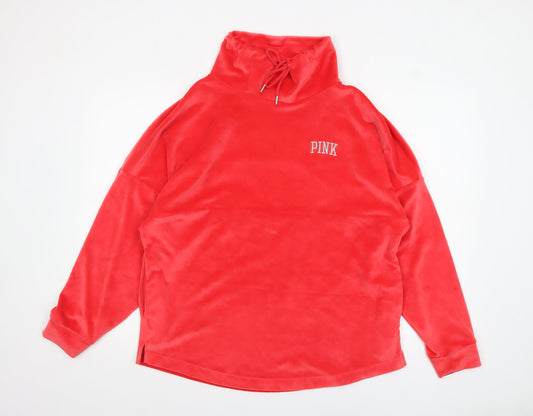 Victoria's Secret PINK Womens Red Velour Pullover Sweatshirt M