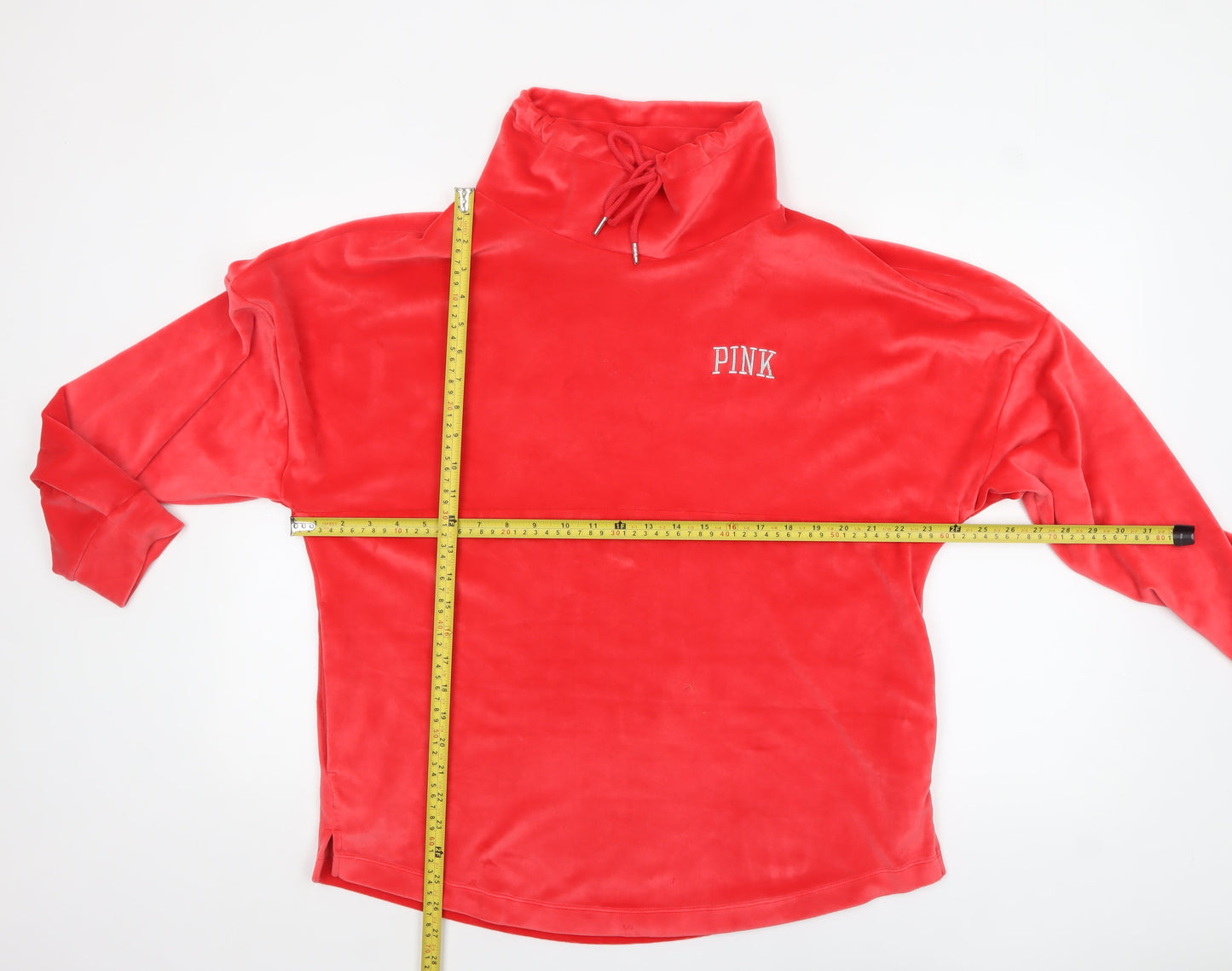 Victoria's Secret PINK Womens Red Velour Pullover Sweatshirt M