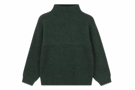 Monki Women's Green Roll Neck Chunky-Knit Jumper Size S