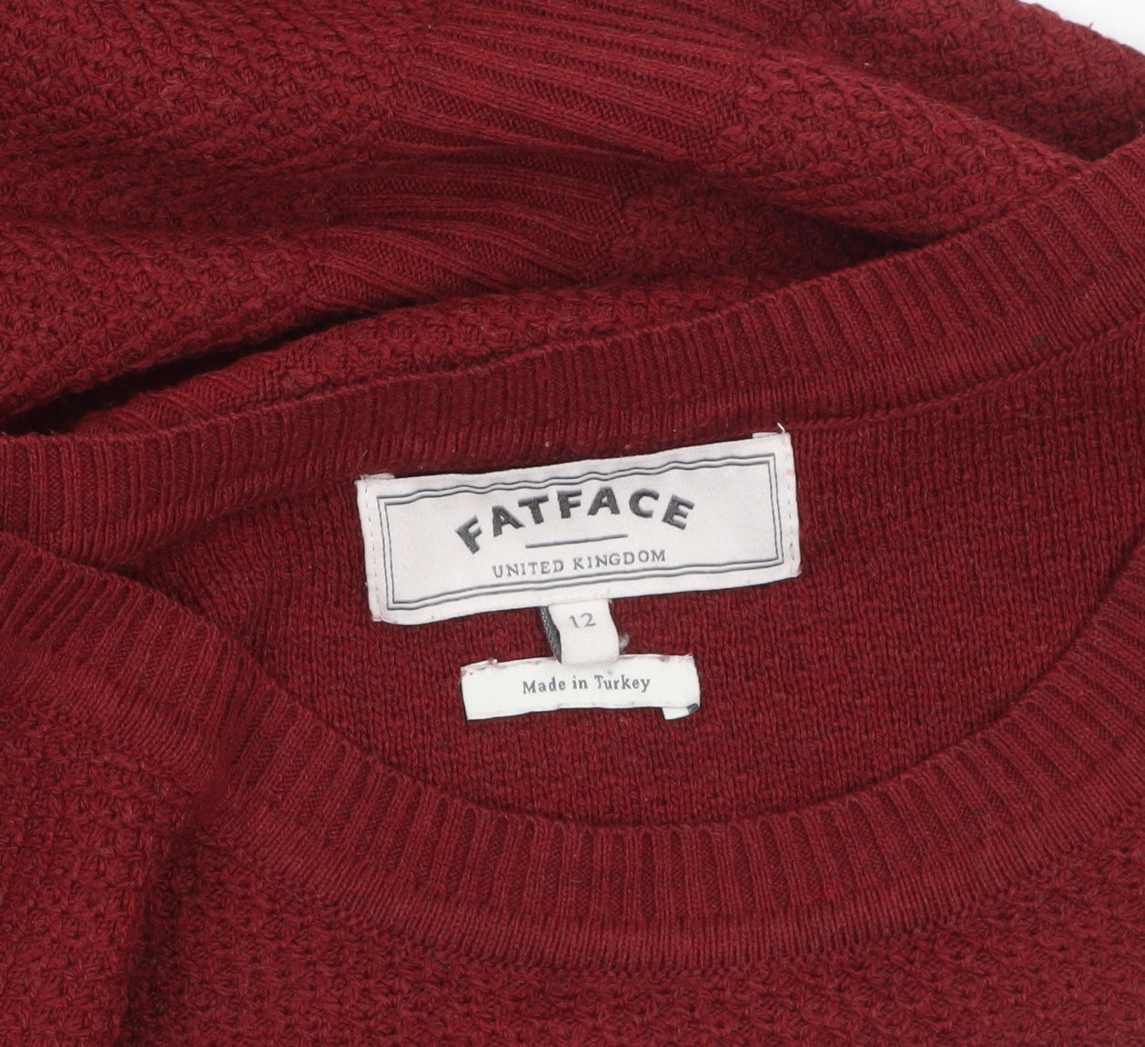 FatFace Women Red Knit Jumper Dress Size 12 3/4 Sleeve