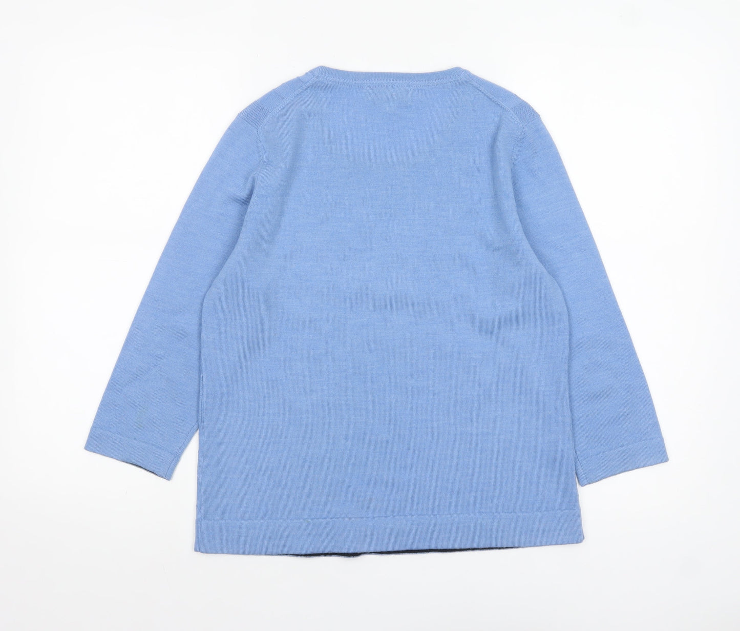 Viyella Women Blue Petite M Merino Wool 3/4 Sleeve Pullover Jumper