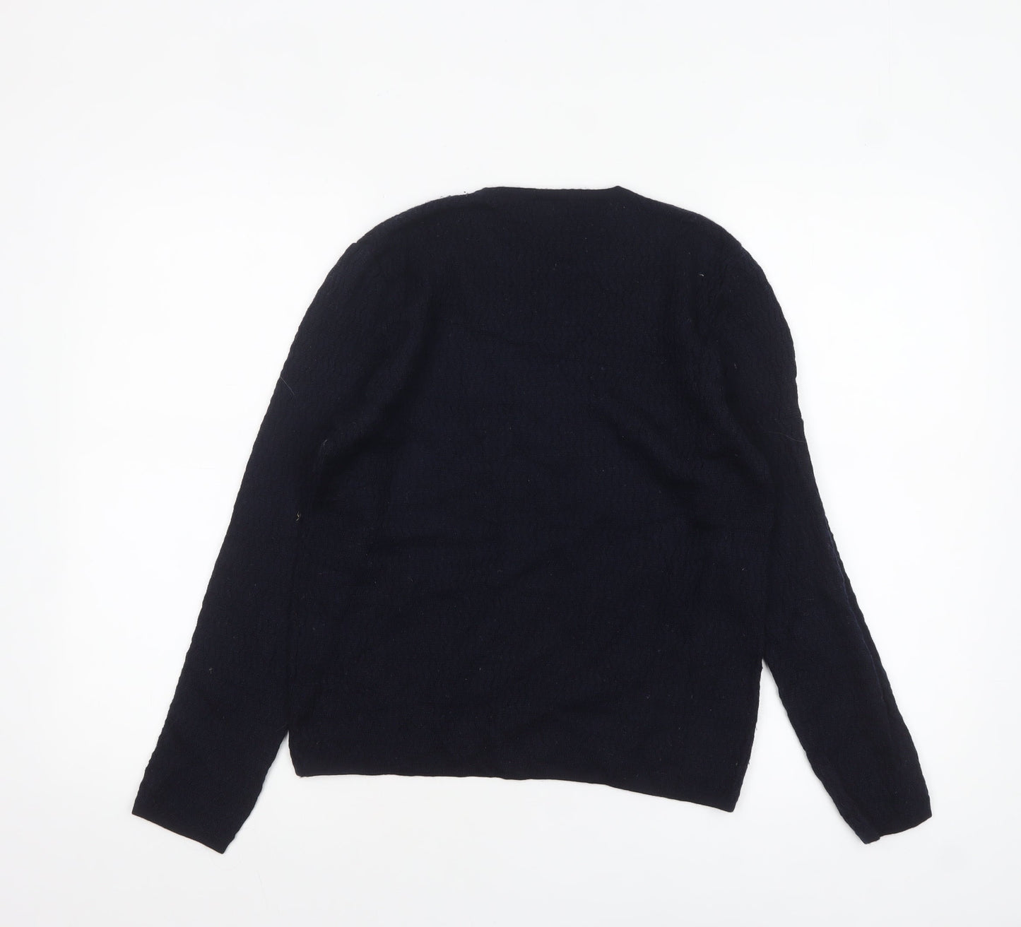 Viyella Womens Black Wool Crew Neck Cable Knit Jumper M