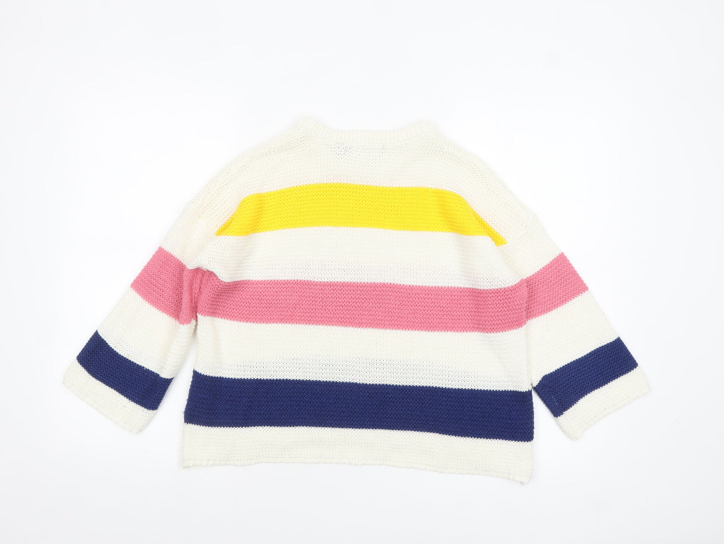 Brave Soul Women’s Multicoloured Striped Chunky-Knit Pullover Jumper XS