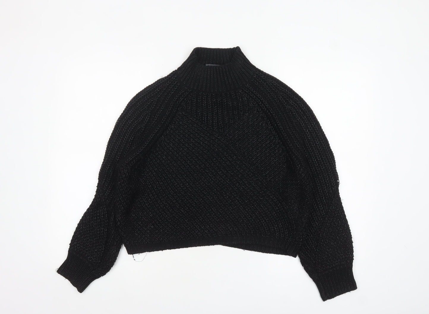 Mint Velvet Women’s Black Chunky Knit High Neck Jumper Size M