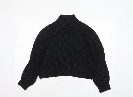 Mint Velvet Women’s Black Chunky Knit High Neck Jumper Size M