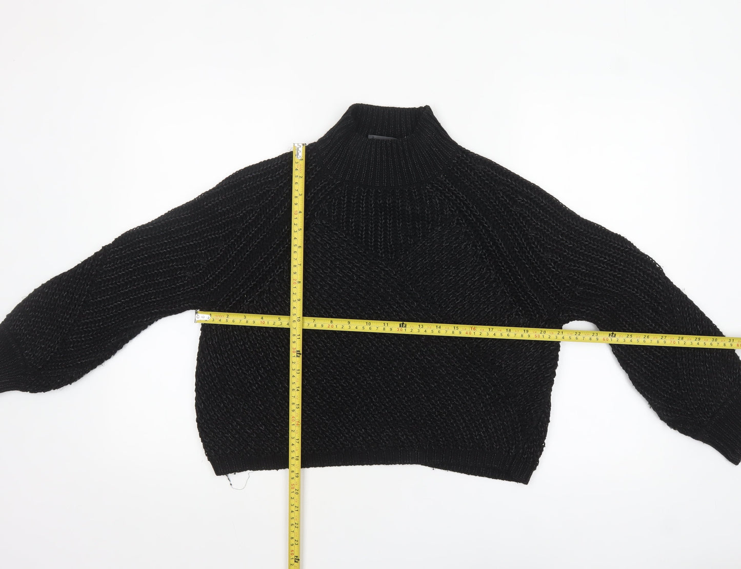 Mint Velvet Women’s Black Chunky Knit High Neck Jumper Size M