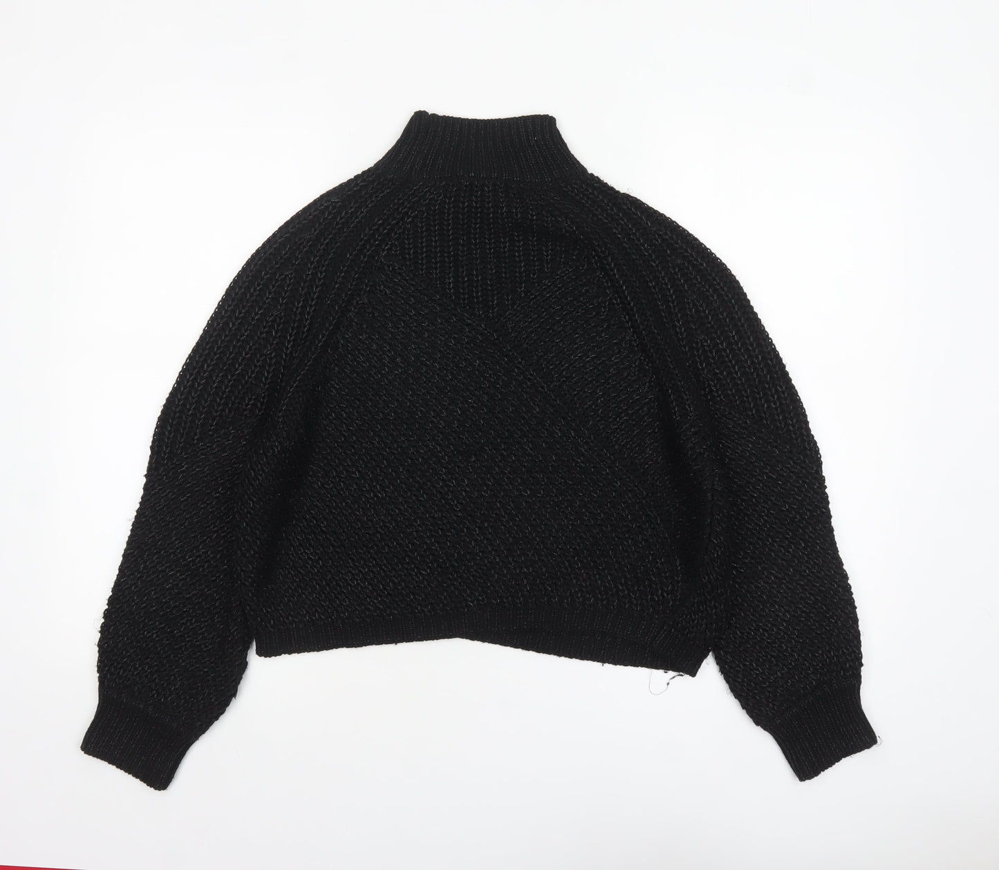 Mint Velvet Women’s Black Chunky Knit High Neck Jumper Size M