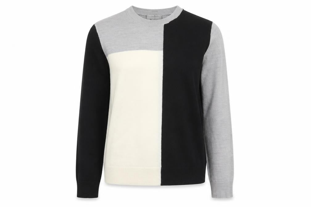 Marks & Spencer Women’s Black Grey Colour Block Crew Neck Jumper Size 12
