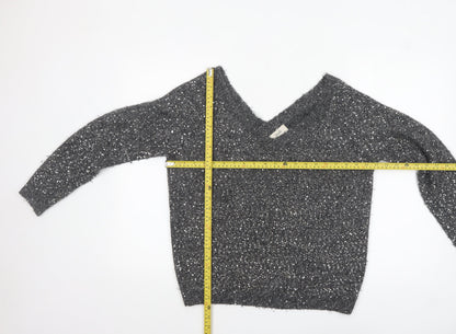 Hush Women’s Grey Sequin V-Neck Wool Blend Jumper Size S