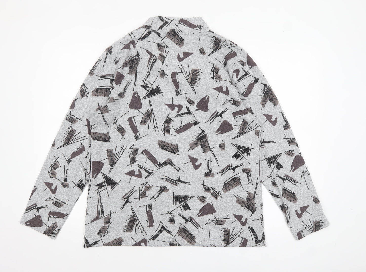 TIGI Women’s Grey Abstract Cowl Neck Long Sleeve Pullover Jumper Size 14/16