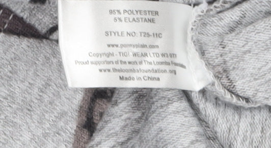 TIGI Women’s Grey Abstract Cowl Neck Long Sleeve Pullover Jumper Size 14/16