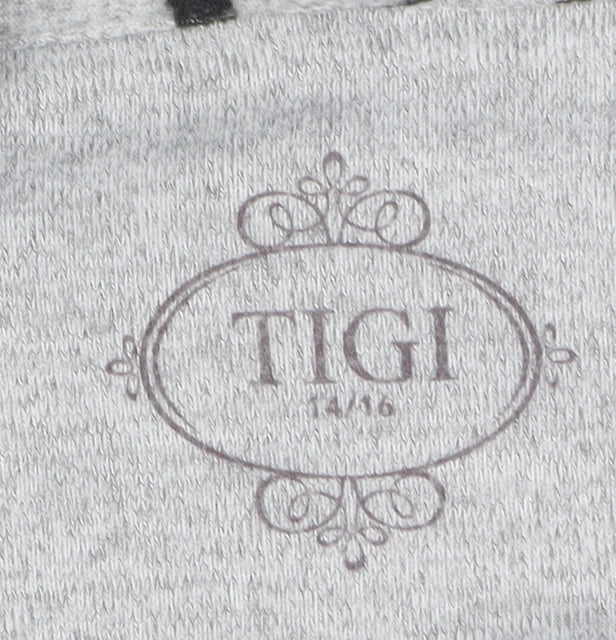 TIGI Women’s Grey Abstract Cowl Neck Long Sleeve Pullover Jumper Size 14/16