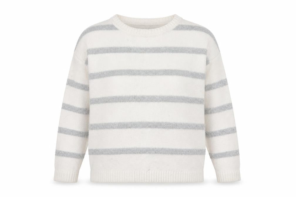 Marks & Spencer Womens Ivory Striped Glitter Knit Pullover Jumper M