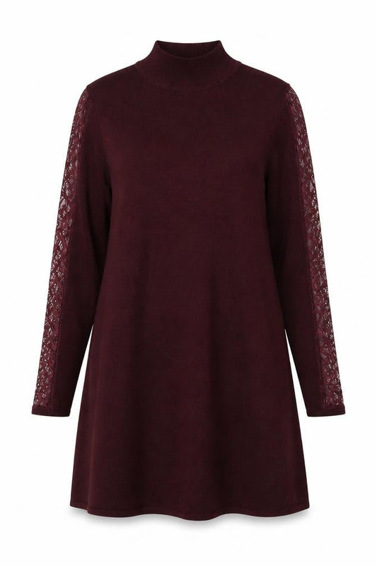 Monsoon Women’s Purple Lace Sleeve Knit A-Line Dress Size 12