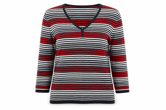 Country Casuals Womens Multicoloured Striped V-Neck Pullover Jumper Size L